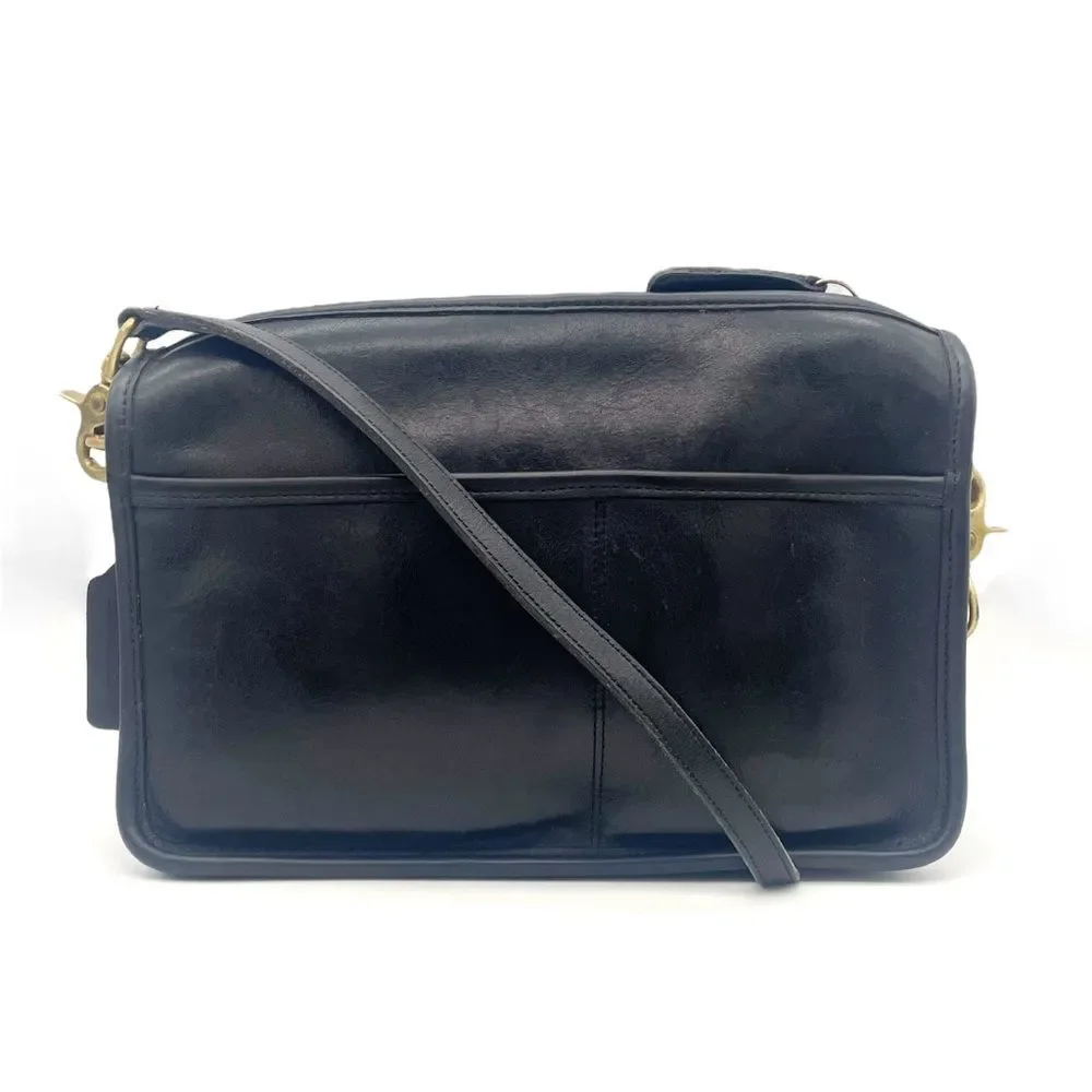 Vintage 70s Coach Leatherworks Black Leather Companion Bag #9300 Made in NYC USA